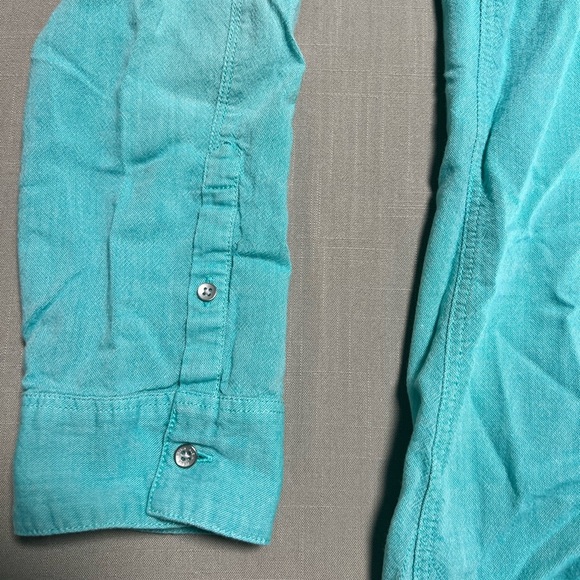 Calvin Klein Aqua Silver Buttons Buttons Button Down Cotton Mens XL - Picture 6 of 7